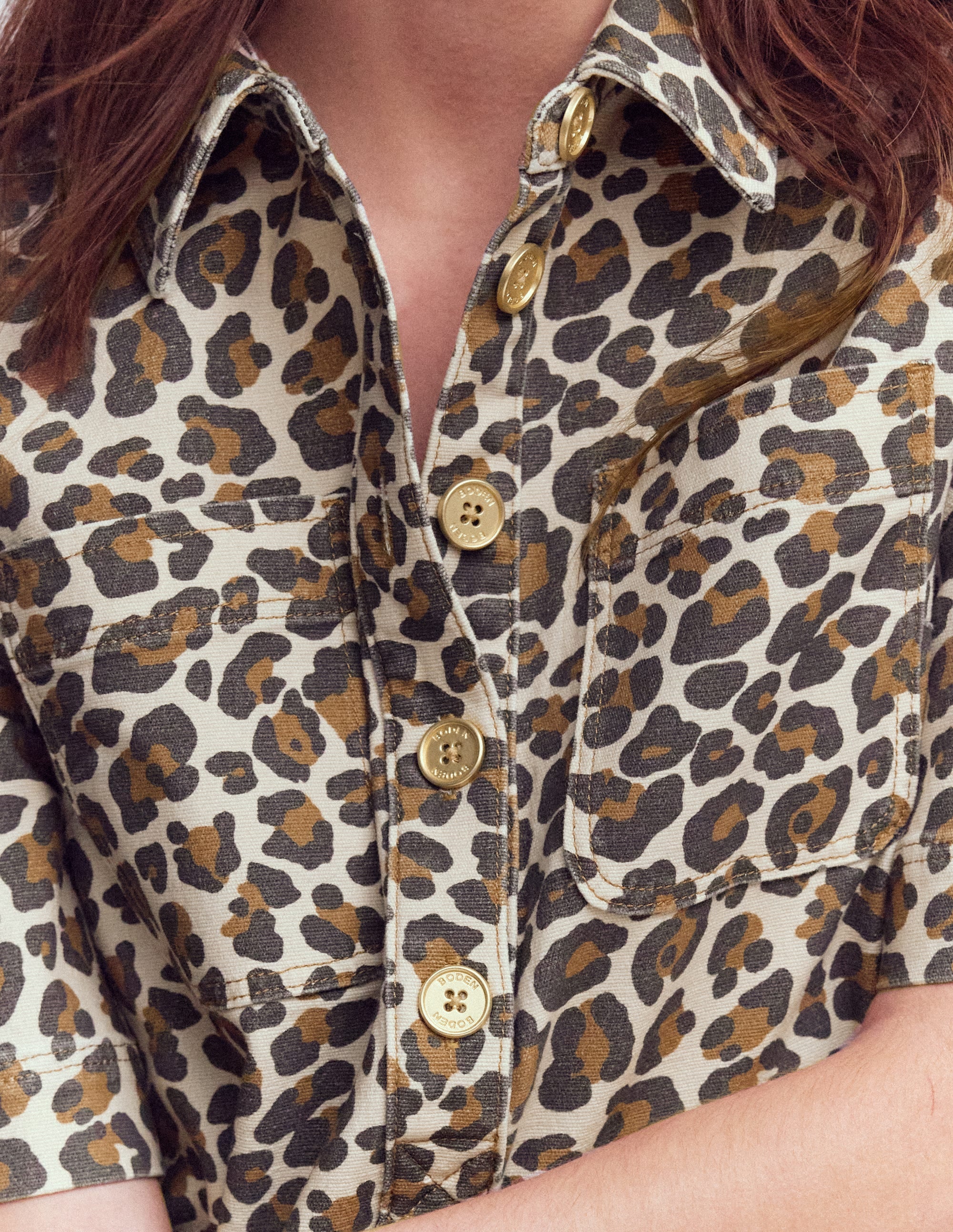 Zia Denim Pocket Shift Dress-Almond Milk, Cheetah Pop - Image 2