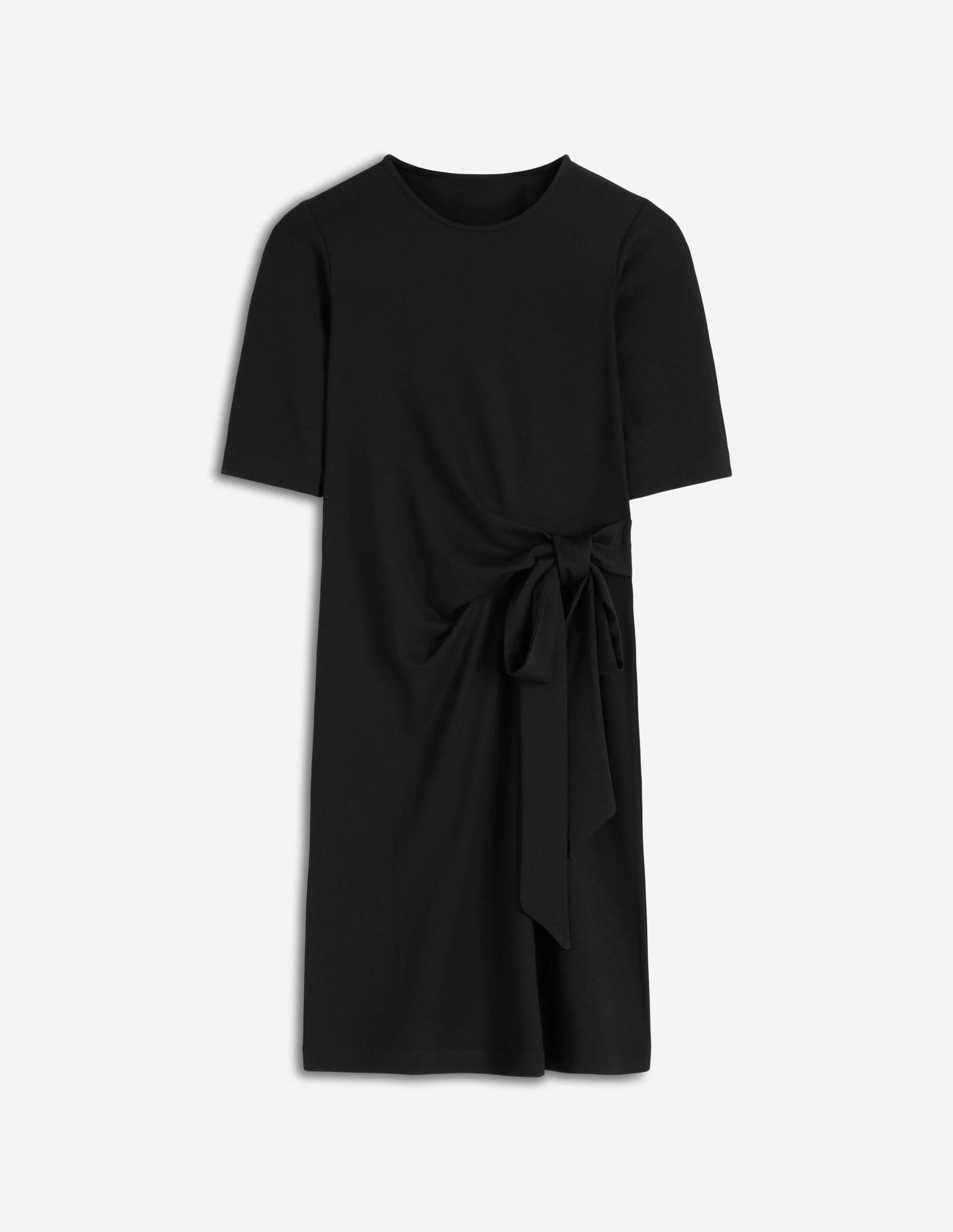 Zinnia Tie Jersey Short Dress-Black - Image 6