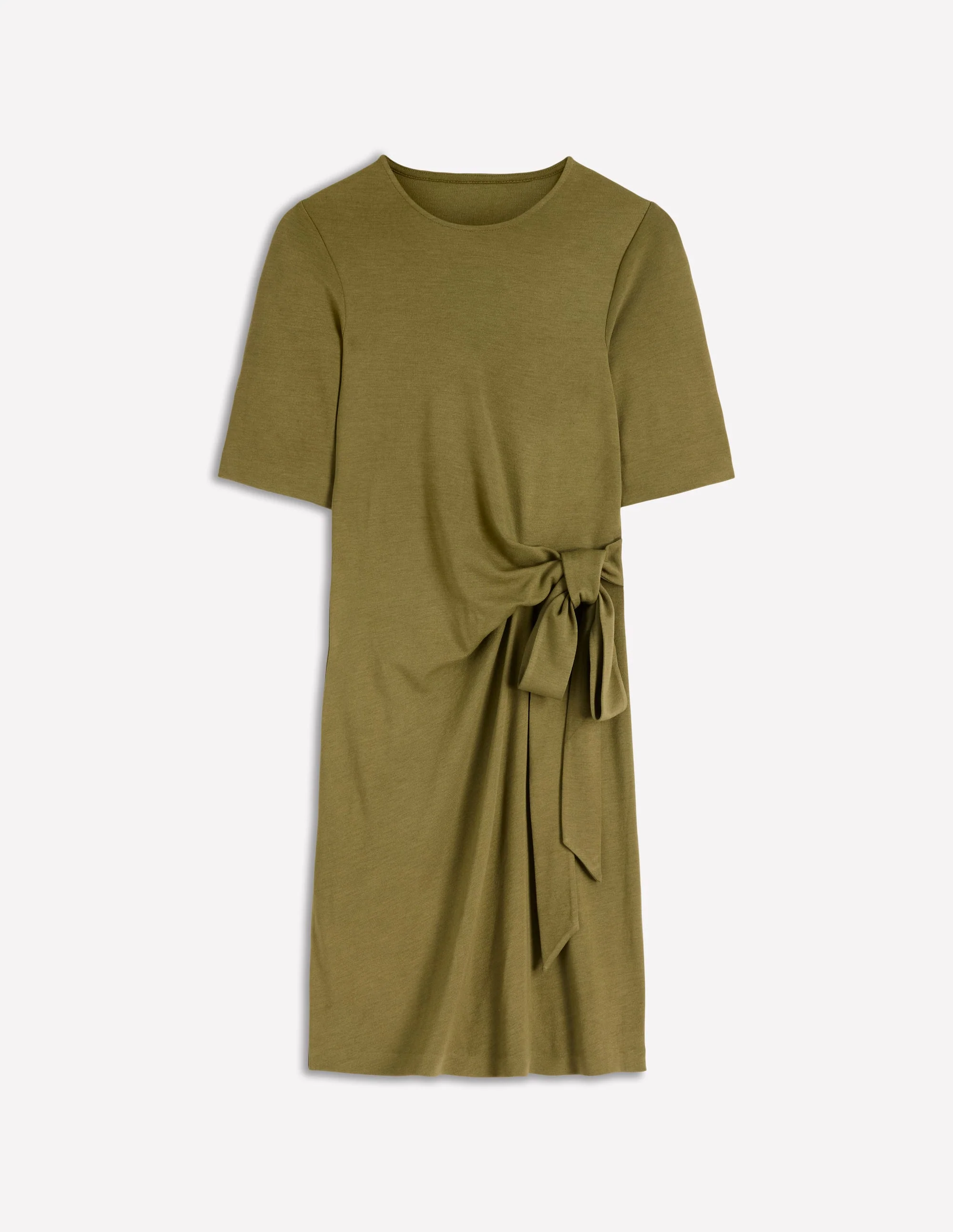 Zinnia Tie Jersey Short Dress-Olive - Image 8