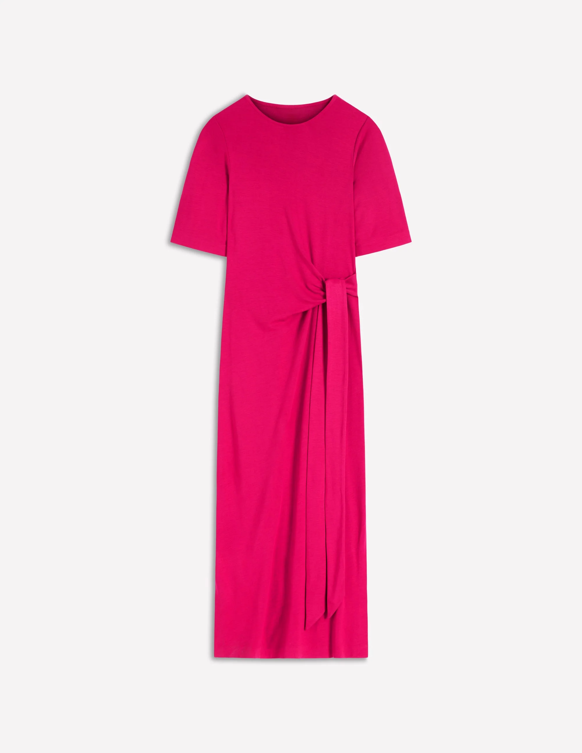 Zinnia Tie Ponte Midi Dress-Vibrant Pink - Image 5
