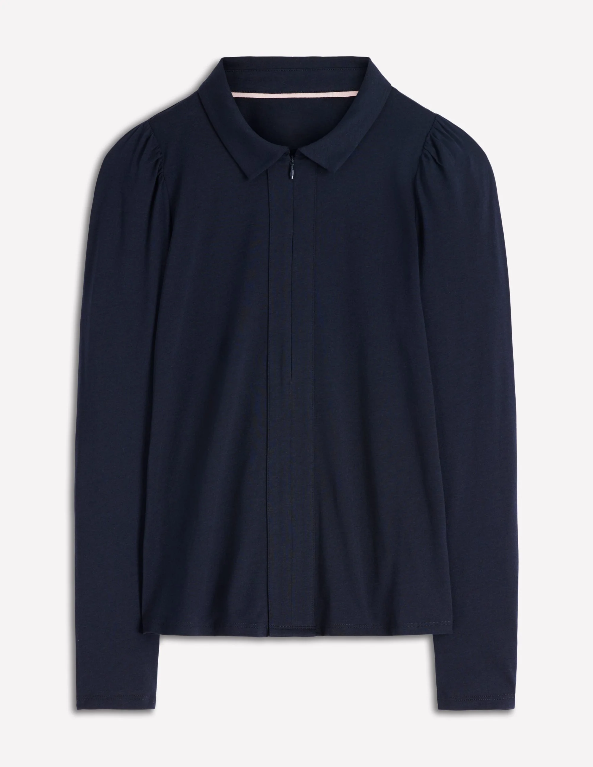 Zip Collar Supersoft Top-Navy - Image 5