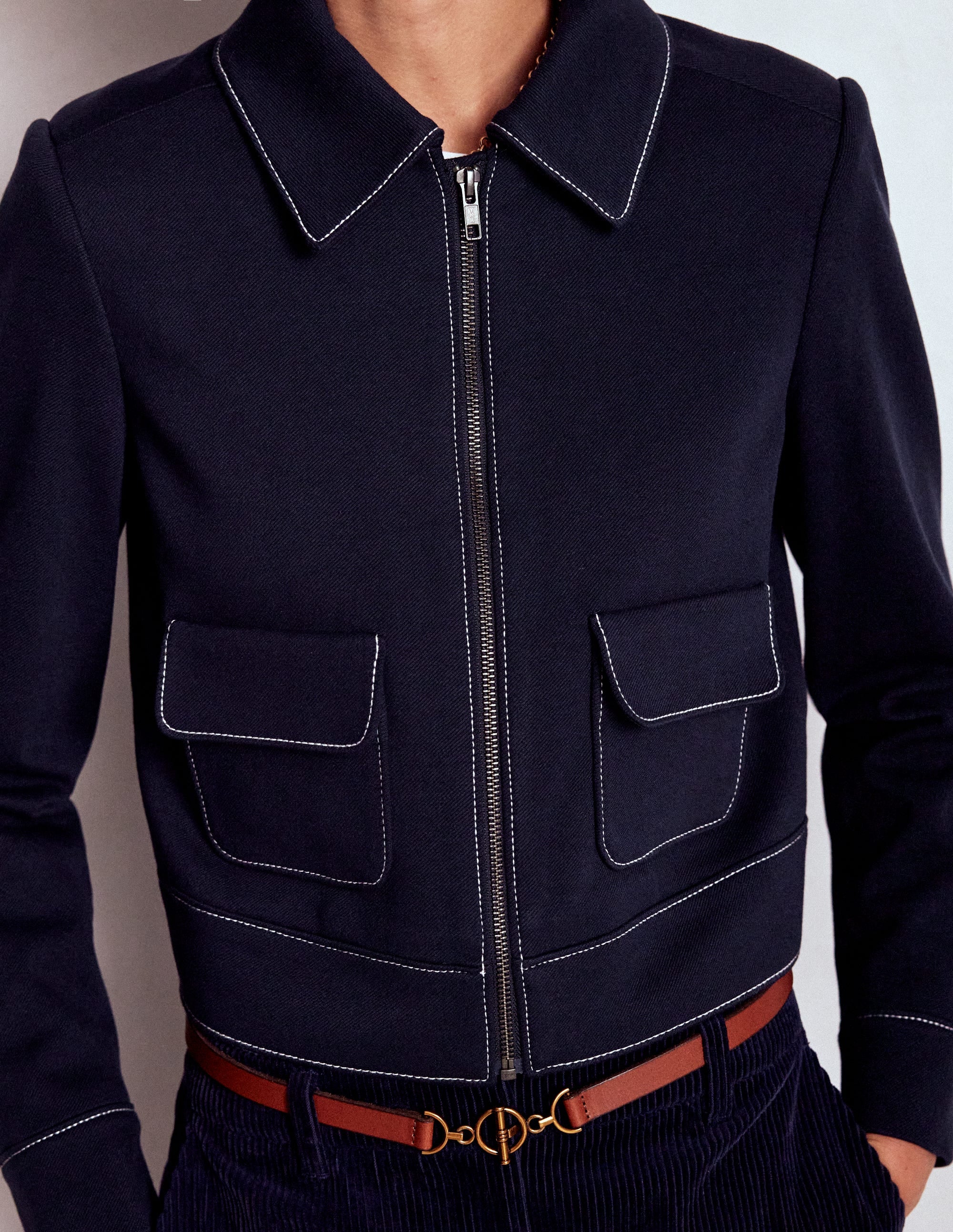 Zip Patch Pocket Jacket-NAVY - Image 2
