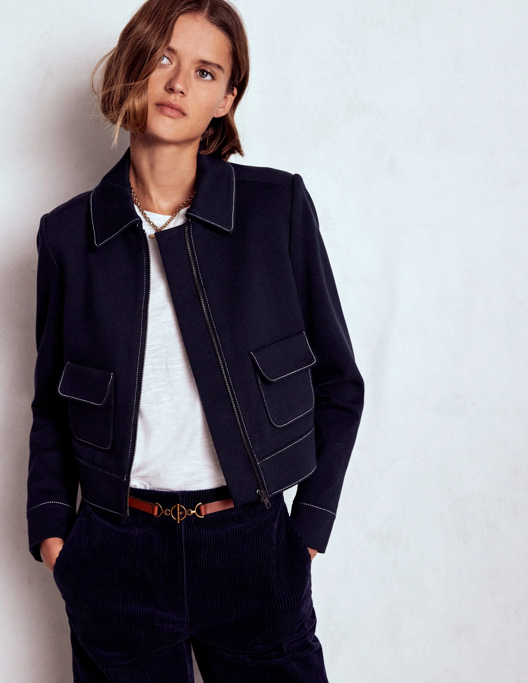 Zip Patch Pocket Jacket-NAVY - Image 5