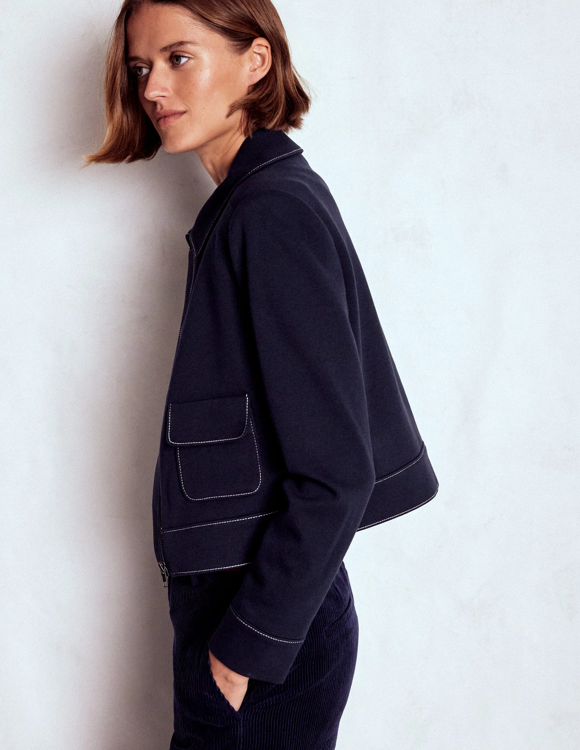 Zip Patch Pocket Jacket-NAVY - Image 6