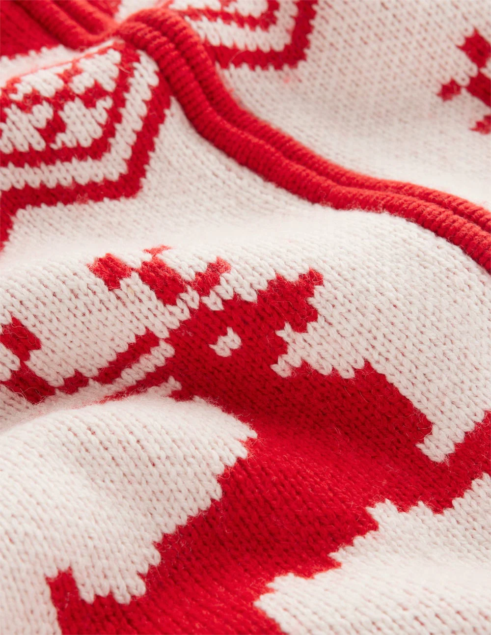 Zip Up Jacquard Cardigan-Poppy Red Reindeer - Image 9